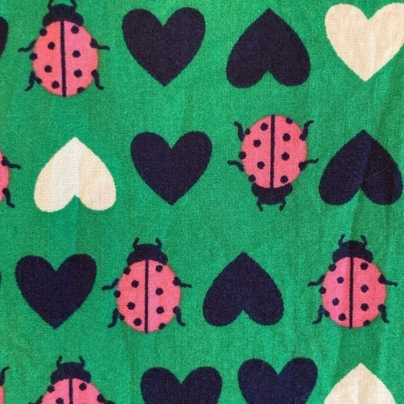 Talbots Hearts & Ladybug Button Down Cotton Shirt Green Pink Navy White Sz SP - Picture 6 of 10